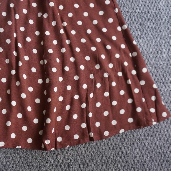 NEW Reformation Locklin French Midi Dress - Au Lait Chocolate Polka Dots - Picture 6 of 8